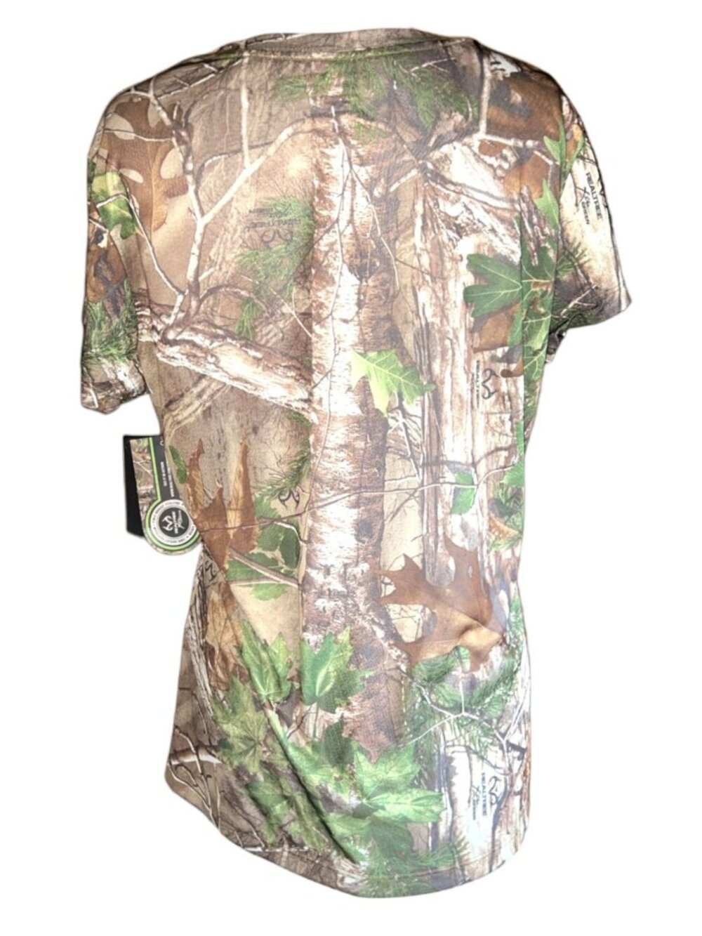 Realtree Womens Camo T-Shirt L/G Pink Logo Polyester Crew Neck Hunting Tee - Picture 6 of 13